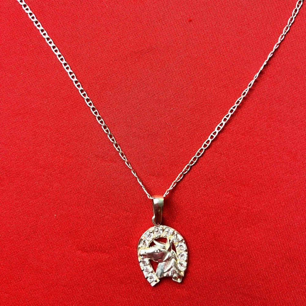 Elegant 925 strling Silver Necklace with‎ Horse Pendant